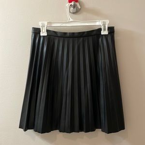 Black pleated (vegan) leather J.Crew skirt